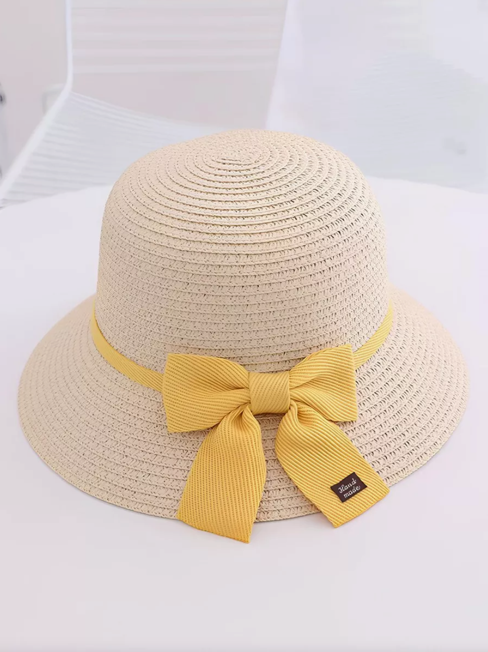 Summer Straw Hat and Sling Bag Set - Cream and Yellow