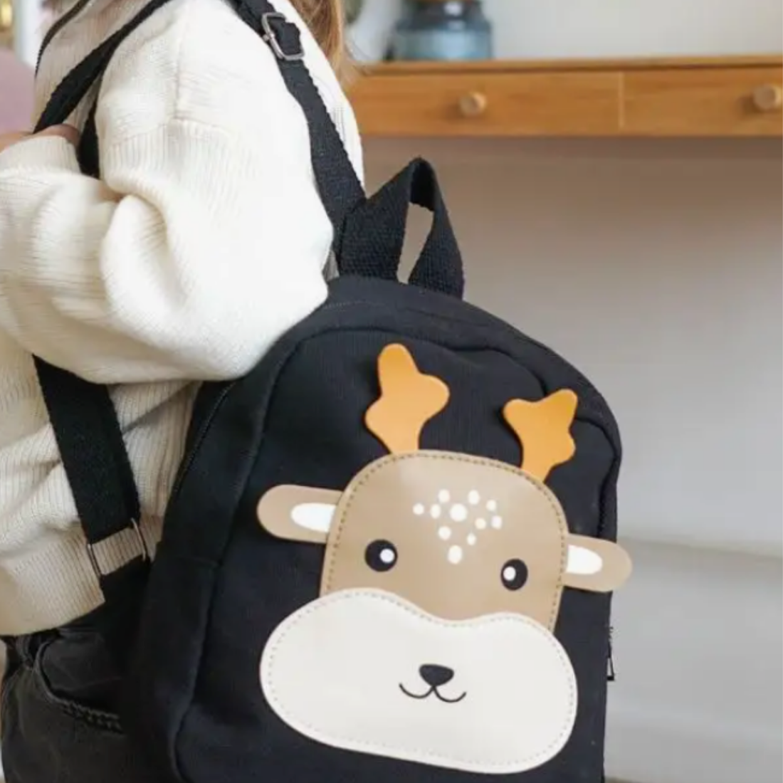 Preschool Children's Deer Backpack - Black